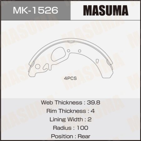 Brake shoes Masuma, MK-1526
