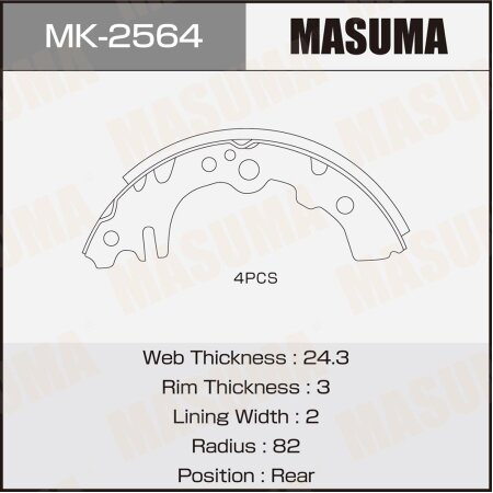 Brake shoes Masuma, MK-2564
