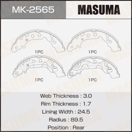 Brake shoes Masuma, MK-2565