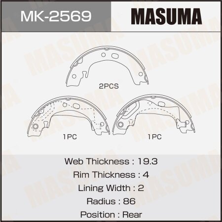 Brake shoes Masuma, MK-2569
