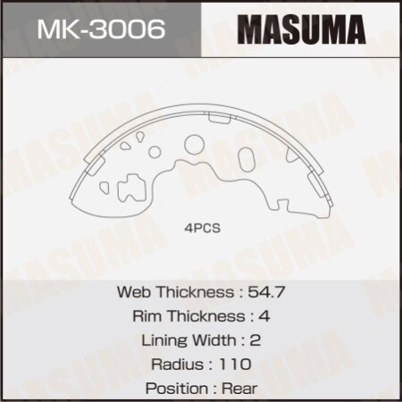 Brake shoes Masuma, MK-3006