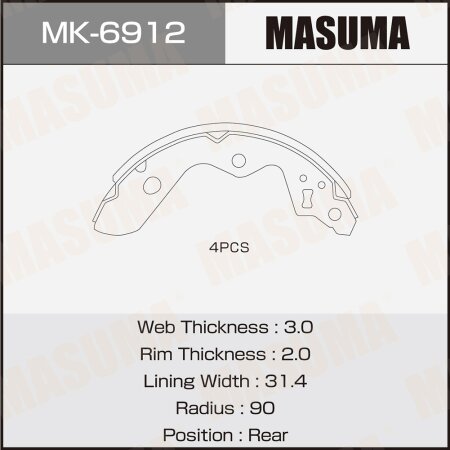 Brake shoes Masuma, MK-6912