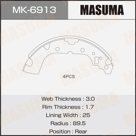 Brake shoes Masuma, MK-6913