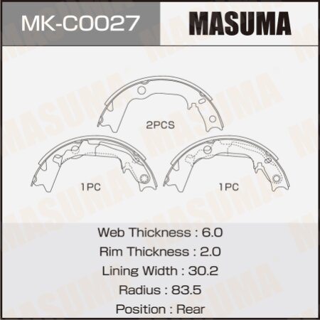 Brake shoes Masuma, MK-C0027