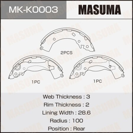 Brake shoes Masuma, MK-K0003