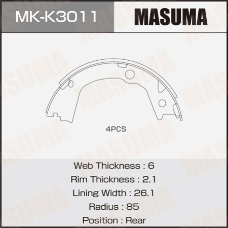 Brake shoes Masuma, MK-K3011