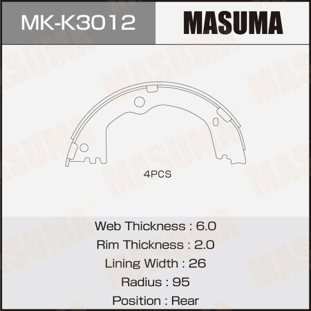 Brake shoes Masuma, MK-K3012