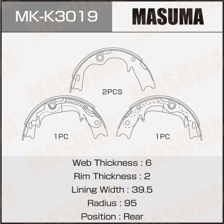 Brake shoes Masuma, MK-K3019