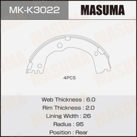 Brake shoes Masuma, MK-K3022