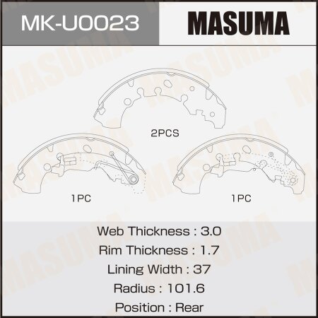 Brake shoes Masuma, MK-U0023
