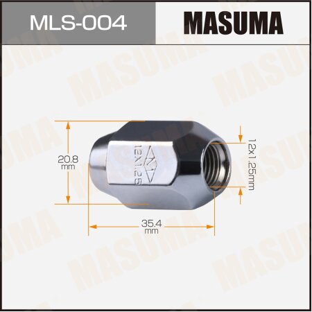 Wheel nut Masuma M12x1.25(R) size 21, MLS-004