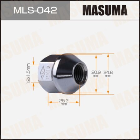 Wheel nut Masuma M12x1.5(R) size 21, open-end, MLS-042