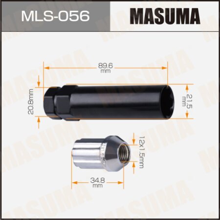 Locking lug wheel nut set Masuma M12x1.5(R), MLS-056