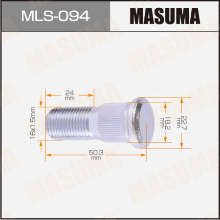 Wheel stud Masuma M16x1.5(L), MLS-094