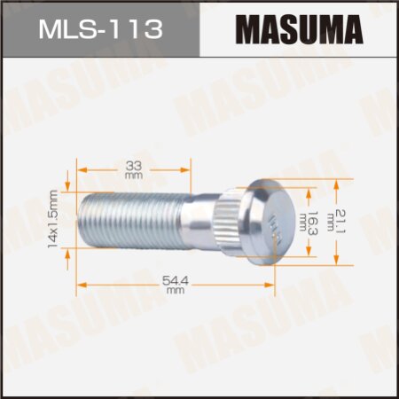 Wheel stud Masuma M14x1.5(R), MLS-113