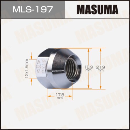 Wheel nut Masuma M 12x1.5(R) size 19 open-end, MLS-197