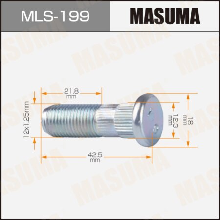 Wheel stud Masuma M12X1.25(R), MLS-199