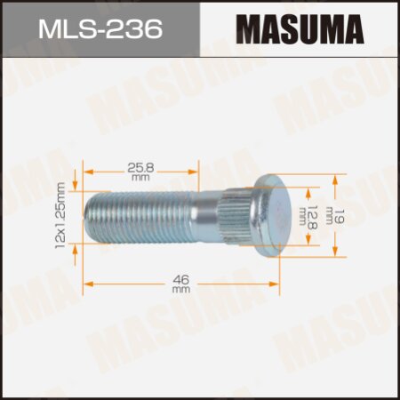 Wheel stud Masuma M12x1.25(R), MLS-236
