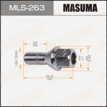 Wheel bolt Masuma M12x1.5(R), MLS-263