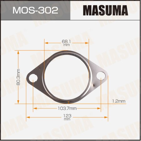 Exhaust pipe gasket Masuma 66.1x130x1, MOS-302