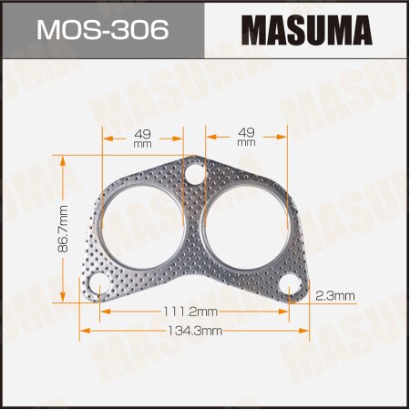 Exhaust pipe gasket Masuma 49x49x143.3x2.3, MOS-306