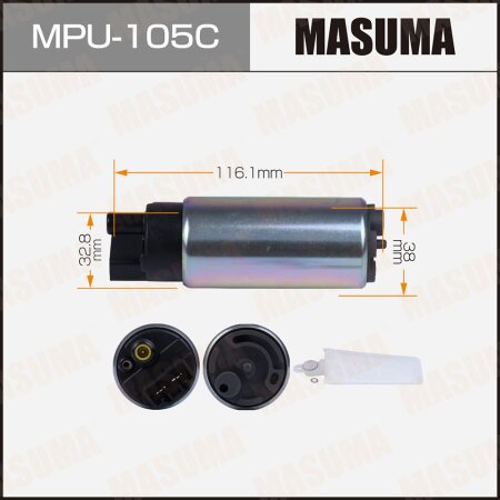 Fuel pump Masuma 100 LPH, 3kg/cm2, (mesh included MPU-002), carbon commutator, MPU-105C
