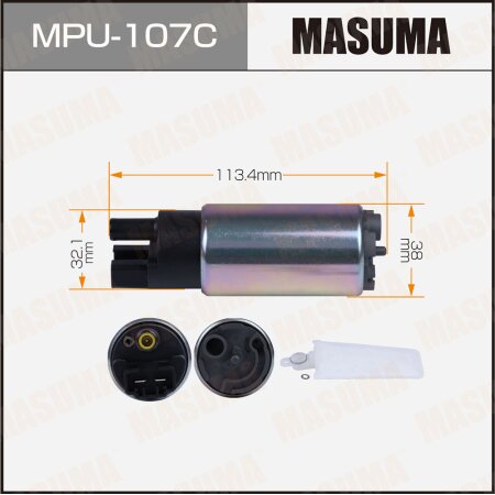 Fuel pump Masuma 100 LPH, 3kg/cm2, (mesh included MPU-002), carbon commutator, MPU-107C