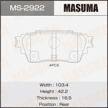 Brake pads Masuma, MS-2922