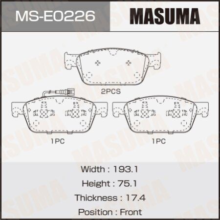 Brake pads Masuma, MS-E0226