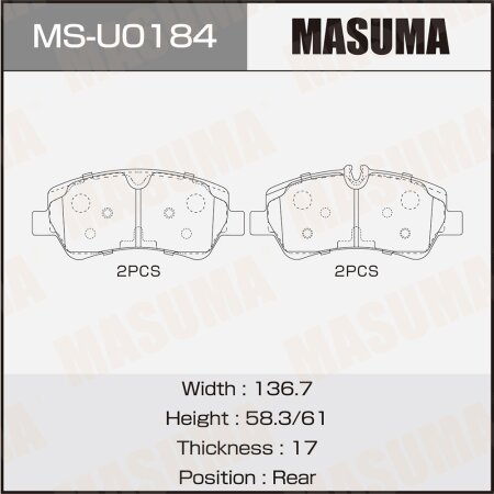 Brake pads Masuma, MS-U0184