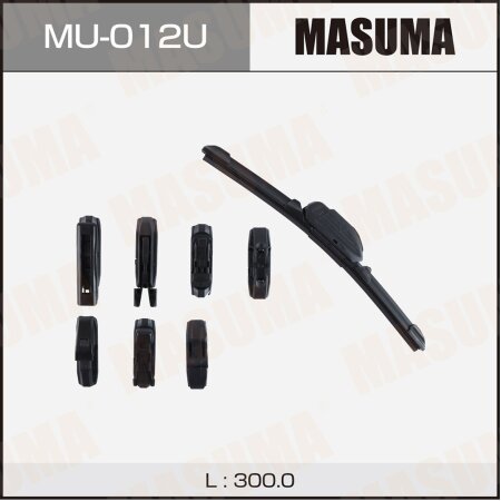 Wiper blade Masuma 12" (300mm) frameless, 8 adapters included, MU-012U