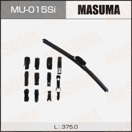 Wiper blade Masuma 15" (375mm) frameless, silicone, 13 mount, MU-015Si