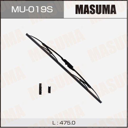 Wiper blade Masuma Optimum 19" (475mm) framed, mount J-hook, Pin, Bayonet, MU-019S