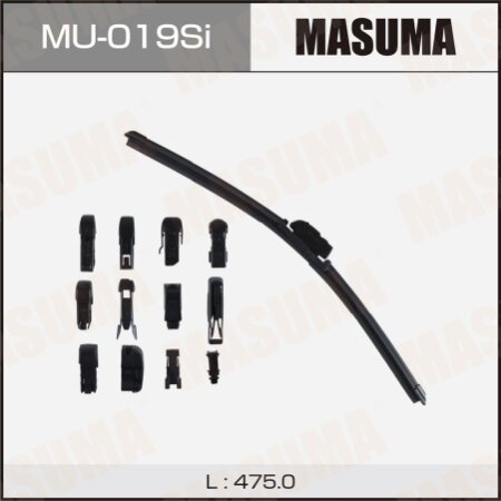 Wiper blade Masuma 19" (475mm) frameless, silicone, 13 mount, MU-019Si
