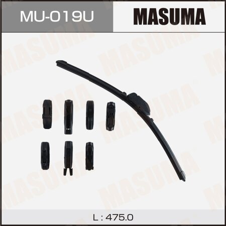 Wiper blade Masuma 19" (475mm) frameless, 8 adapters included, MU-019U