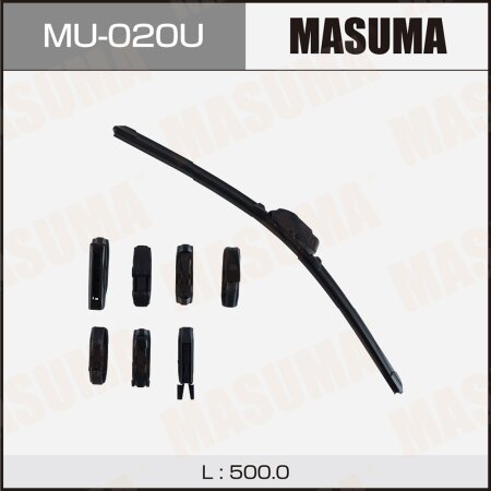 Wiper blade Masuma 20" (500mm) frameless, 8 adapters included, MU-020U