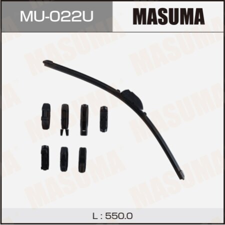 Wiper blade Masuma 22" (550mm) frameless, 8 adapters included, MU-022U
