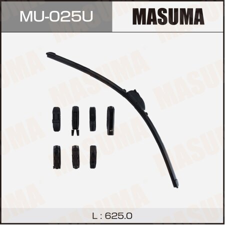 Wiper blade Masuma 25" (625mm) frameless, 8 adapters included, MU-025U