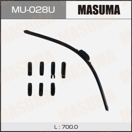 Wiper blade Masuma 28" (700mm) frameless, 8 adapters included, MU-028U