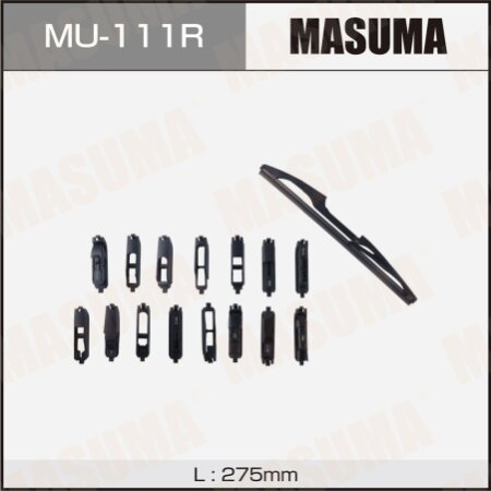 Rear wiper MASUMA plastic, silicone, universal 11" (275mm) 15 types of fastenings, MU-111R