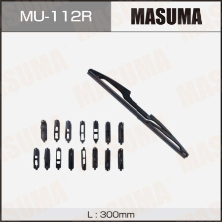 Rear wiper MASUMA plastic, silicone, universal 12" (300mm) 15 types of fastenings, MU-112R