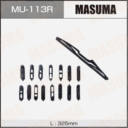 Rear wiper MASUMA plastic, silicone, universal 13" (325mm) 15 types of fastenings, MU-113R