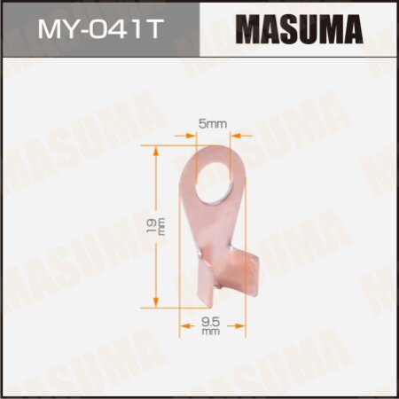 Open barrel copper ring lug Masuma, 10A (5mm bolt), MY-041T