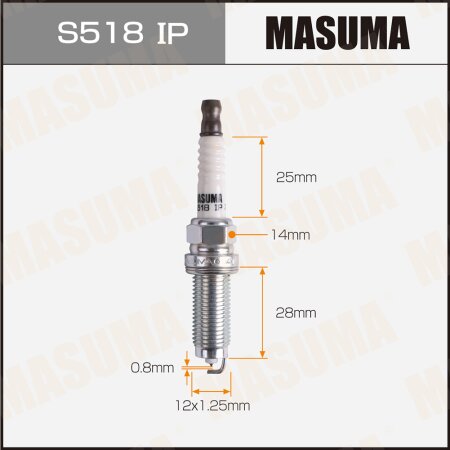 Spark plug Masuma iridium+platinum ILZKAR8J8SY(ILZKAR8H8S), S518IP